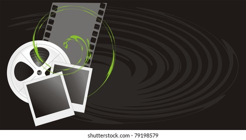Film objects on the black background. Vector