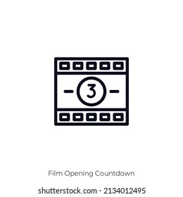 Film Opening Countdown icon. Outline style icon design isolated on white background