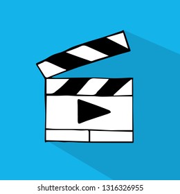 Film Play Icon with Color. Vector Illustration for Graphic Design, Template, Background, Business, Shirt, and More. 