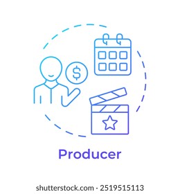 Film producer multi color concept icon. Film production. Business investment, funding. Round shape line illustration. Abstract idea. Graphic design. Easy to use in infographic, presentation