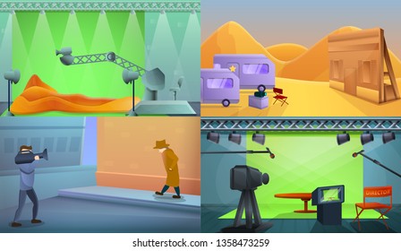 Film production banner set. Cartoon illustration of film production vector banner set for web design