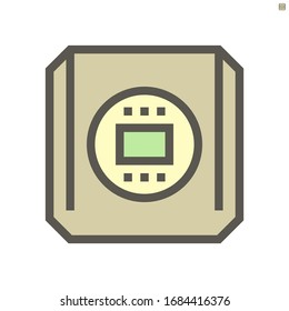 Film production camcorder vector icon design, 48x48 pixel perfect and editable stroke.