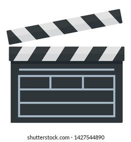 Film production clapper icon. Flat illustration of film production clapper vector icon for web design