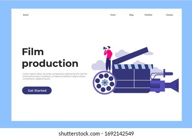 Film production concept illustration concept for web landing page template, banner, and presentation