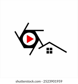 Film production house logo design with house illustration and window symbol.