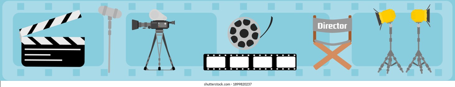 Film Production Icon Set. Graphic elements. For graphic designers.eps
