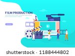 Film Production vector illustration concept, people in the studio making a film, filmmaking online course can use for, landing page, template, ui, web, mobile app, poster, banner, flyer, background