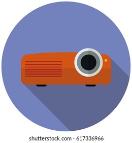 Film projecto in flat style icon with shadow. Vector illustration.