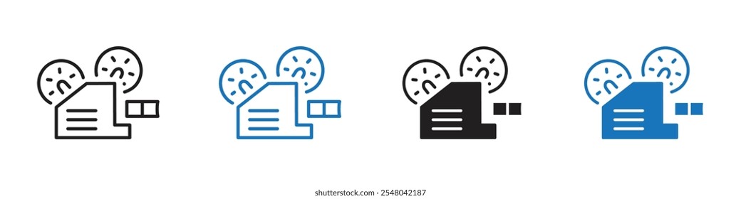 Film projector icon Vector set outline