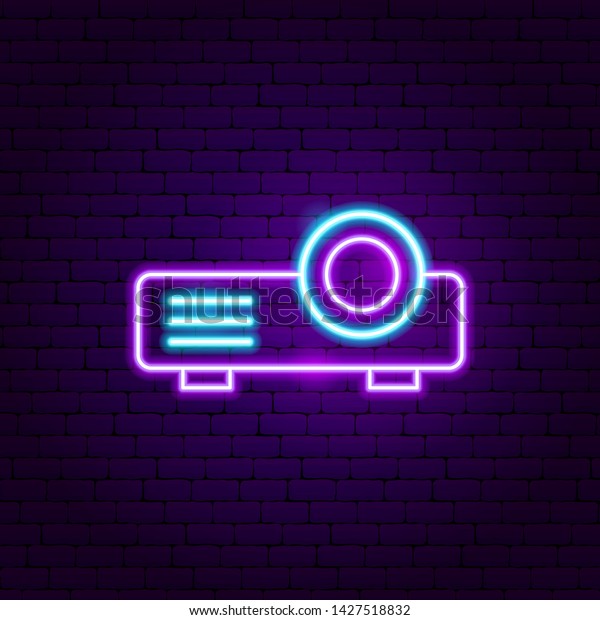 Film Projector Neon Label Vector Illustration Stock Vector (Royalty ...