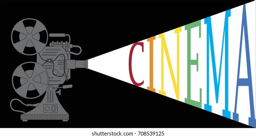 Film projector projects the image Cinema, poster