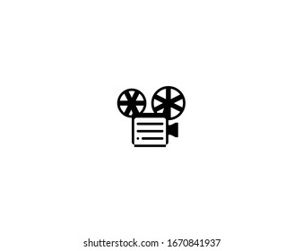 Film projector vector flat icon. Isolated movie projector, camera illustration 
