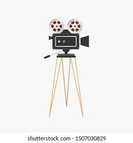 Film projector. Vintage cinema camera, Vector illustration