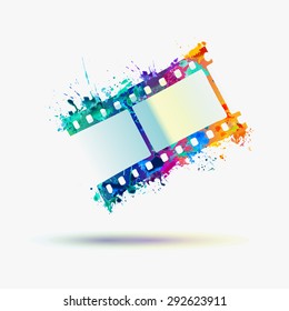 Film rainbow sign. Vector watercolor splash