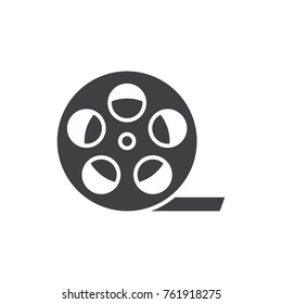 Film reel black filled solid icon.