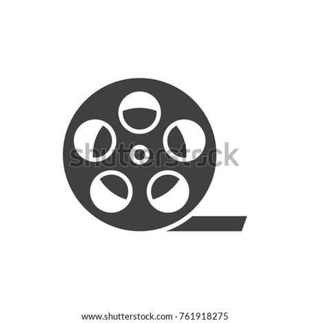 Film reel black filled solid icon.