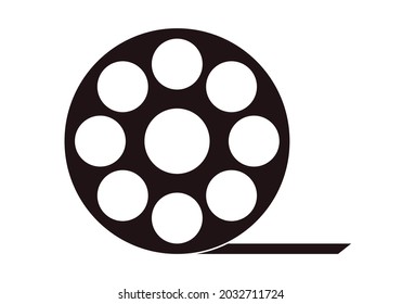 Film reel black icon on white background.