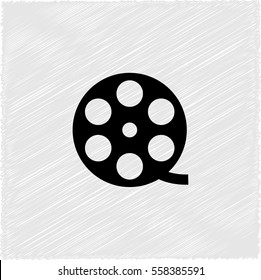 film reel -  black vector icon