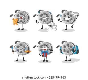 the film reel children group character. cartoon mascot vector