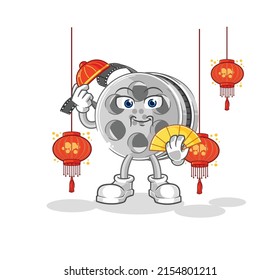 The Film Reel Chinese With Lanterns Illustration. Character Vector