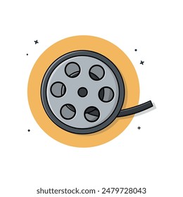 Ilustración vectorial Film Reel Circle. Diseño de conceptos de equipos de película