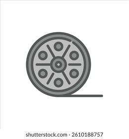 film reel filled outline icon. film reel color line illustration.