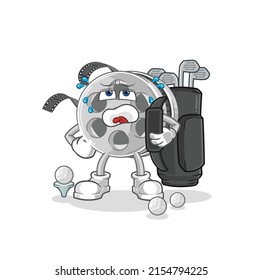 the film reel with golf equipment. cartoon mascot vector