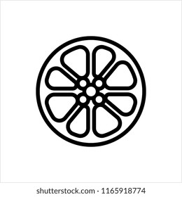 Film Reel Icon, Cinema Movie Reel Icon Vector Art Illustration