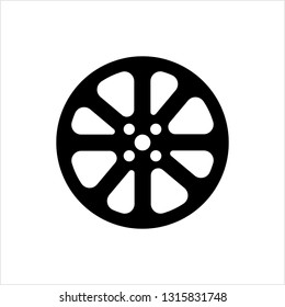 Film Reel Icon, Cinema Movie Reel Icon Vector Art Illustration