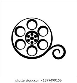 Film Reel Icon, Cinema Movie Reel Icon Vector Art Illustration