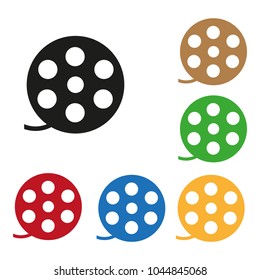 Film reel icon, color set.