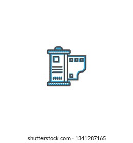 Film reel icon design. Photography and video icon line vector illustration design
