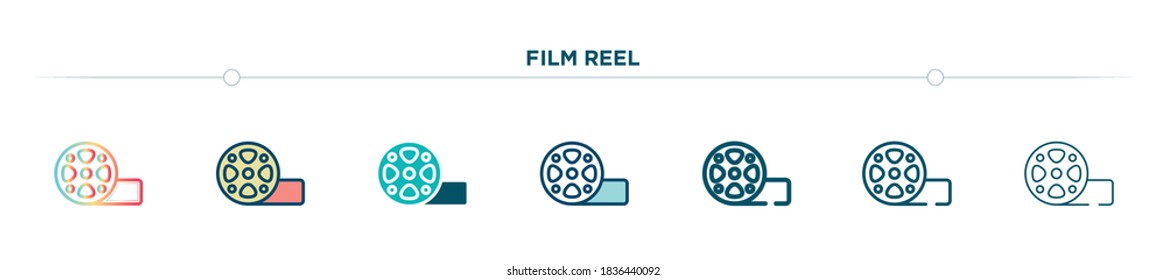 film reel icon designed in gradient, filled, two color, thin line and outline style. vector illustration of film reel vector icons. can be used for mobile, ui, web
