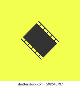 Film reel icon flat. Black pictogram on white background. Vector illustration symbol and bonus button