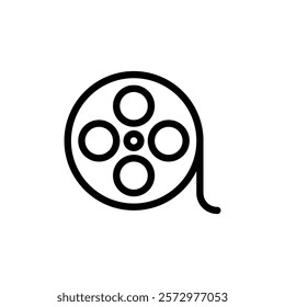 Film reel icon flat editable icon mark