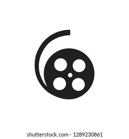 Film Reel Icon In Flat Style Vector For Apps, UI, Websites. Black Icon Vector Illustration.