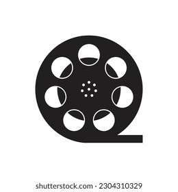 film reel icon in flat style with background.