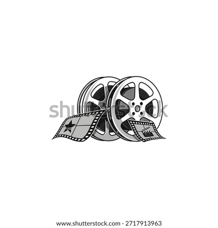 Film reel icon flat vector design.
