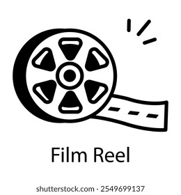 Film reel icon in linear style 