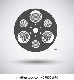 Film reel icon on gray background with round shadow. Vector illustration.
