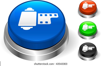 Film Reel Icon on Internet Button Original Vector Illustration Three Dimensional Buttons