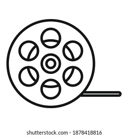 Film reel icon. Outline film reel vector icon for web design isolated on white background