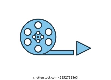 Film Reel Icon. Icon related to multimedia and entertainment. suitable for web site design, app, user interfaces. flat line icon style. Simple vector design editable