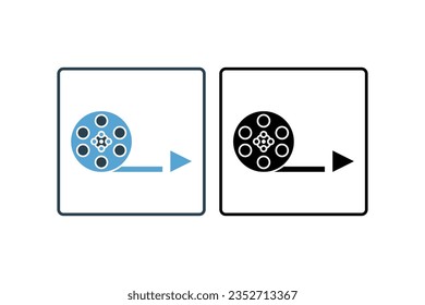 Film Reel Icon. Icon related to multimedia and entertainment. suitable for web site design, app, user interfaces. solid icon style. Simple vector design editable