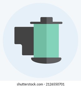 Film Reel Icon in trendy flat style isolated on soft blue background