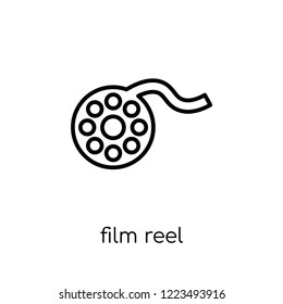 Film reel icon. Trendy modern flat linear vector Film reel icon on white background from thin line Cinema collection, editable outline stroke vector illustration