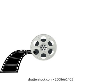 film reel icon vector ,abstract sign video tape flat design, illustration modern isolated badge for website or app with white background. 