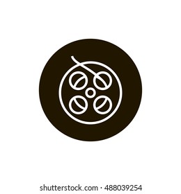 Film reel icon vector, clip art. Also useful as logo, circle app icon, web UI element, symbol, graphic image, silhouette and illustration. Compatible with ai, cdr, jpg, png, svg, pdf, ico and eps.