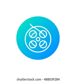 Film reel icon vector, clip art. Also useful as logo, circle app icon, web UI element, symbol, graphic image, silhouette and illustration. Compatible with ai, cdr, jpg, png, svg, pdf, ico and eps.