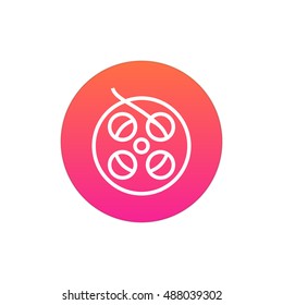 Film reel icon vector, clip art. Also useful as logo, circle app icon, web UI element, symbol, graphic image, silhouette and illustration. Compatible with ai, cdr, jpg, png, svg, pdf, ico and eps.